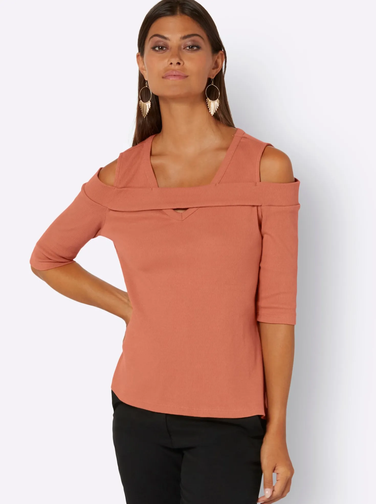 3/4-Arm-Shirt mit Cut-outs
