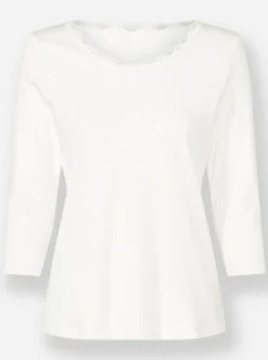 3/4-Arm-Shirt mit elastischer Spitze