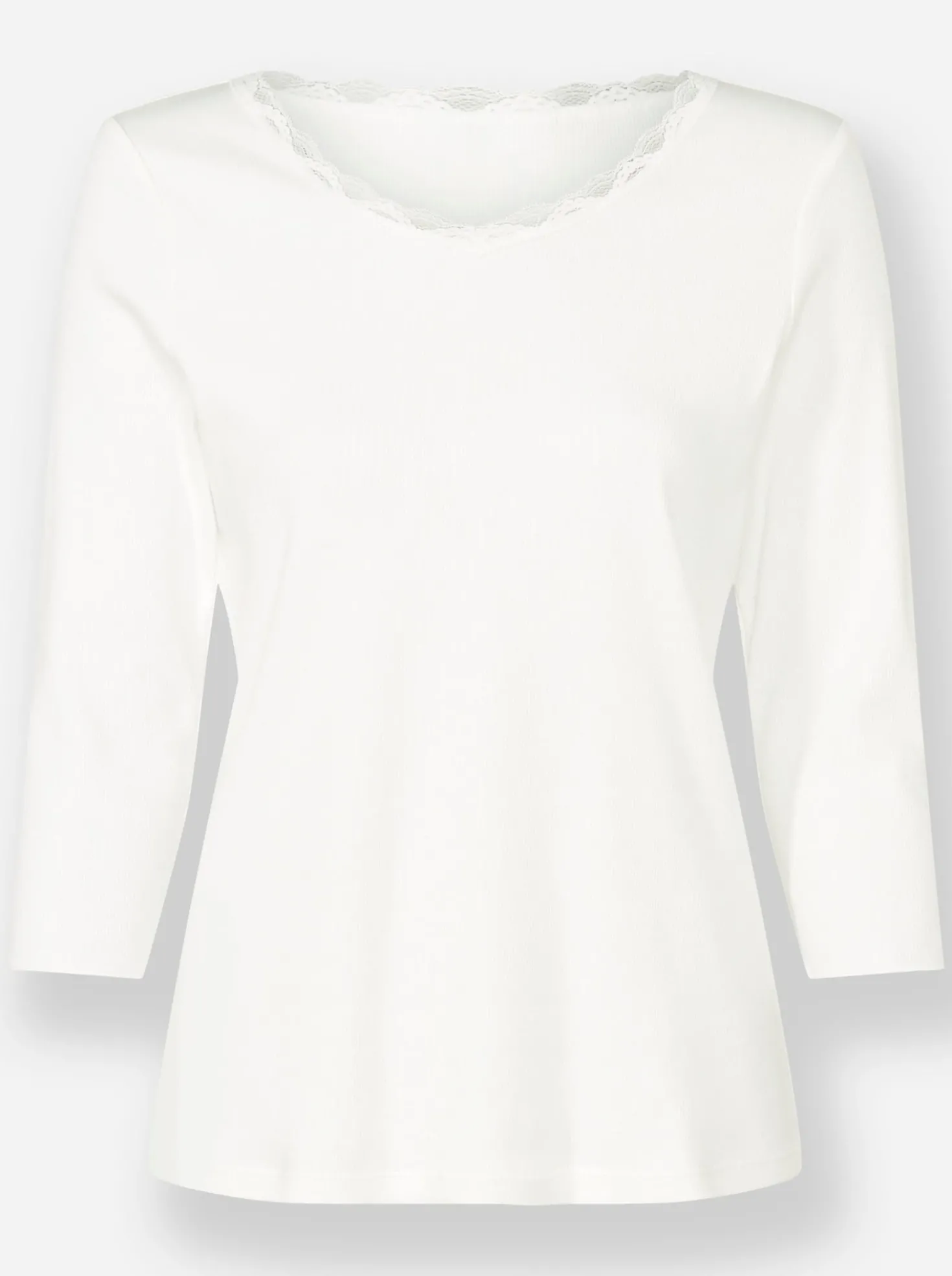 3/4-Arm-Shirt mit elastischer Spitze