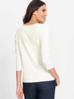 3/4-Arm-Shirt mit elastischer Spitze