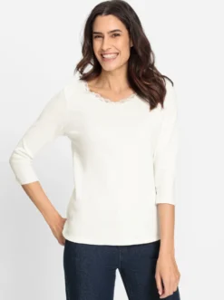 3/4-Arm-Shirt mit elastischer Spitze