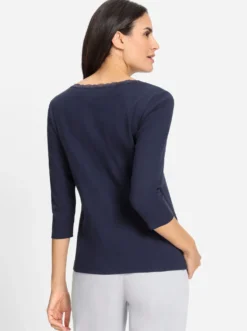 3/4-Arm-Shirt mit elastischer Spitze