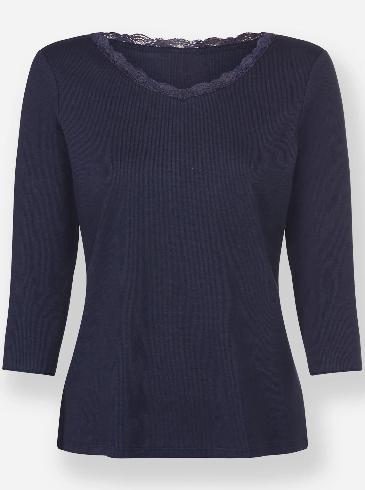 3/4-Arm-Shirt mit elastischer Spitze