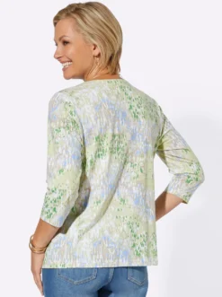 3/4-Arm-Shirt mit Falten am Ausschnitt