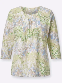 3/4-Arm-Shirt mit Falten am Ausschnitt