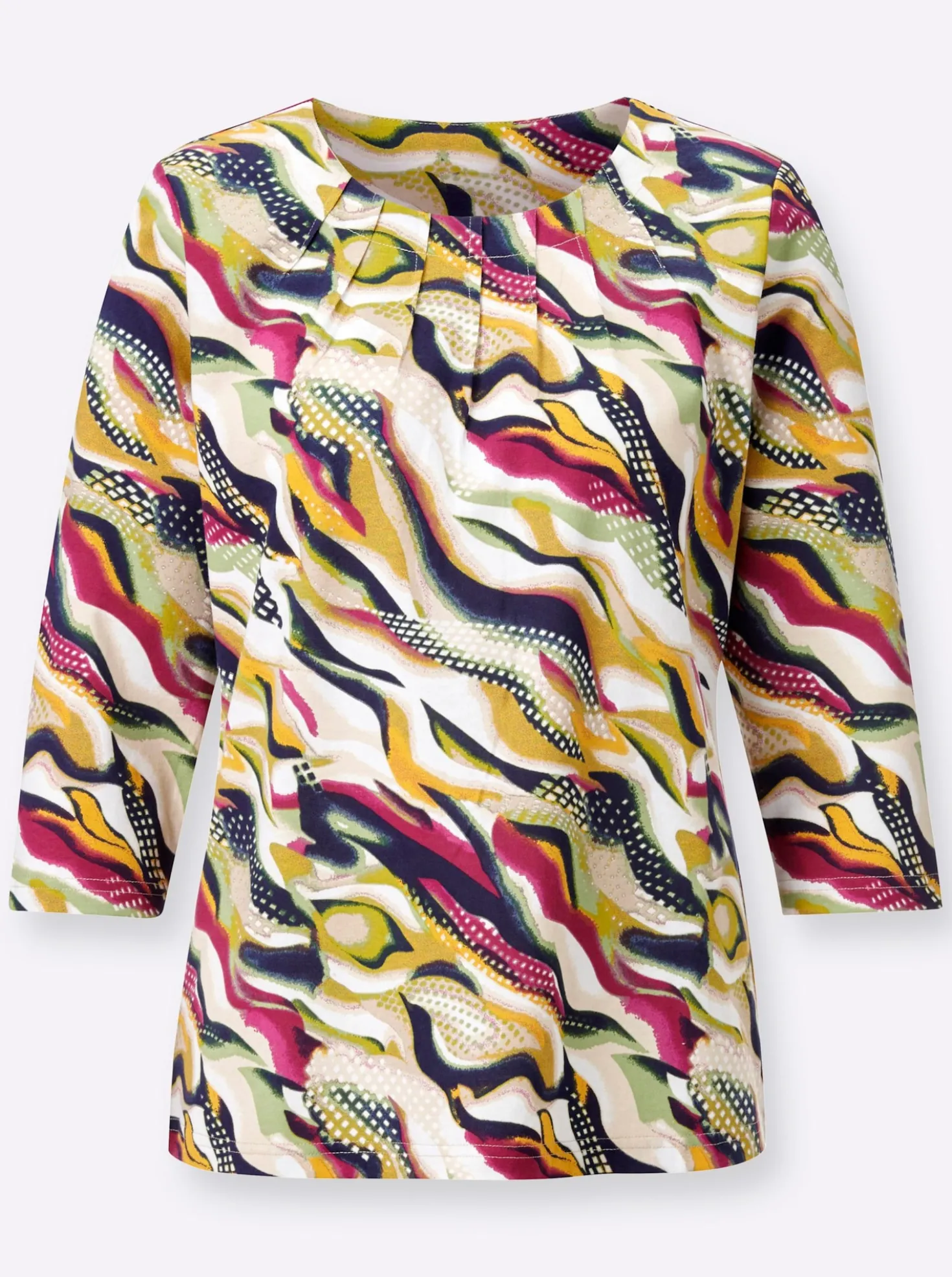 3/4-Arm-Shirt mit Faltenpartie
