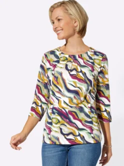 3/4-Arm-Shirt mit Faltenpartie