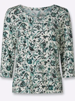 3/4-Arm-Shirt mit floralem Alloverprint