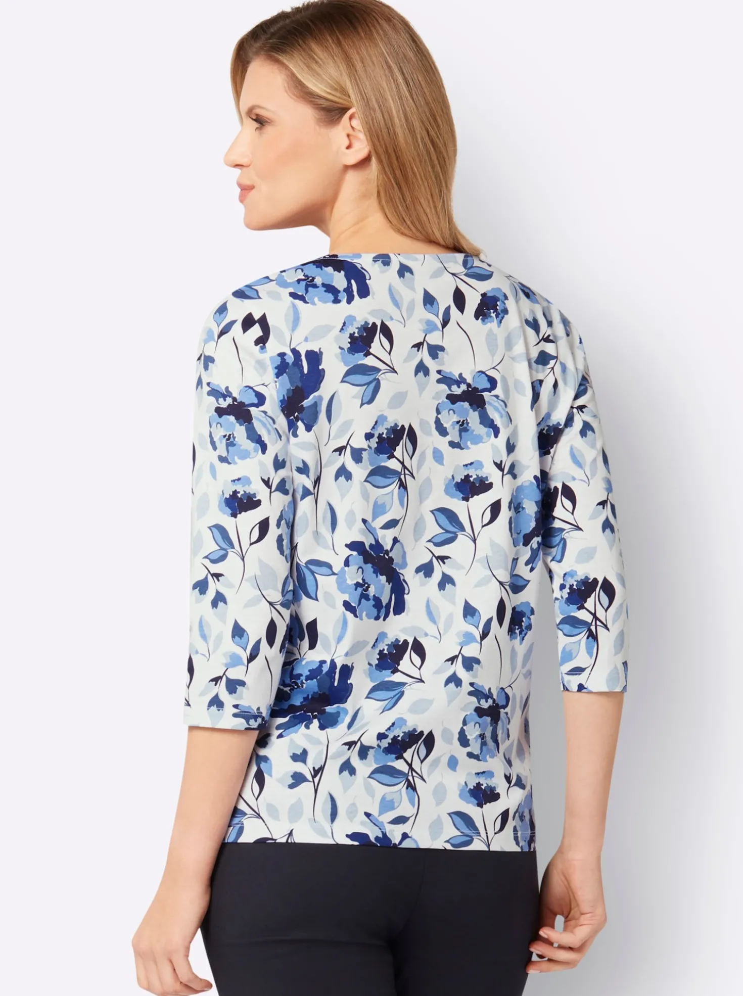 3/4-Arm-Shirt mit floralem Dessin
