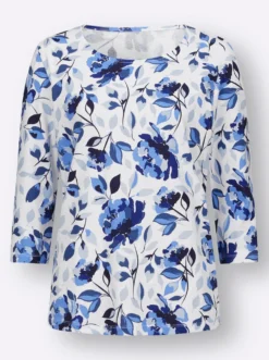 3/4-Arm-Shirt mit floralem Dessin