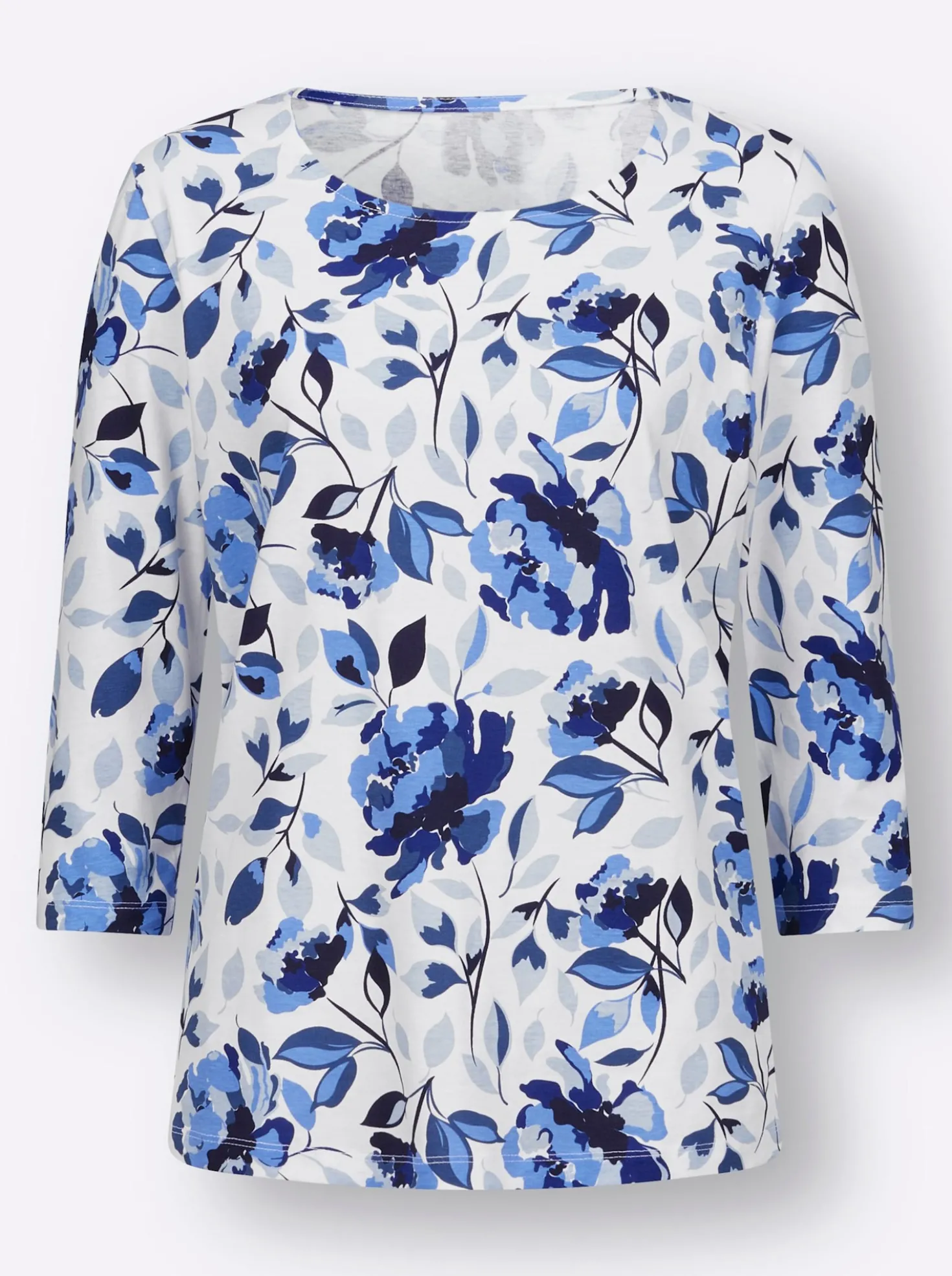 3/4-Arm-Shirt mit floralem Dessin