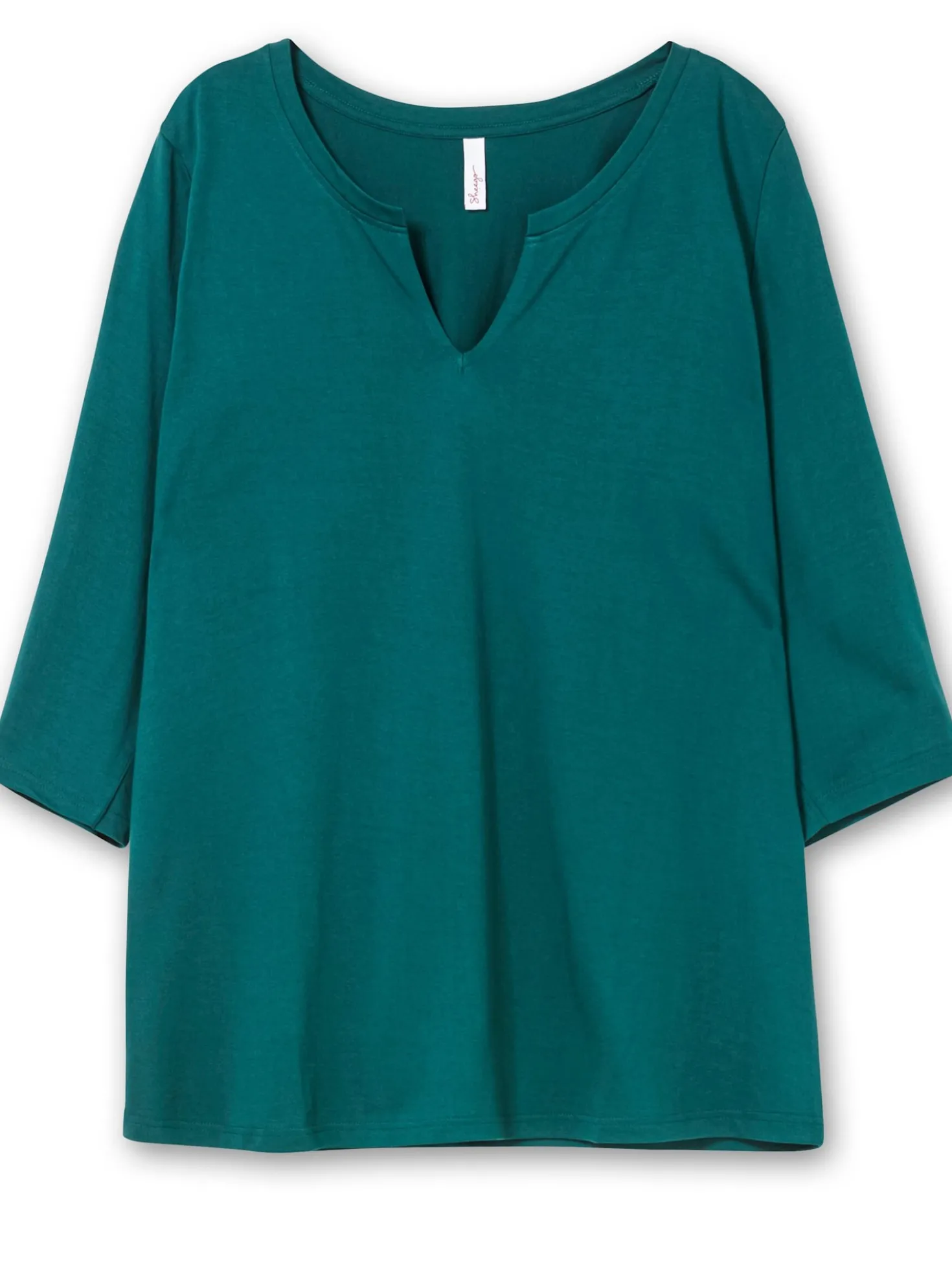 3/4-Arm-Shirt mit geschlitztem Ausschnitt