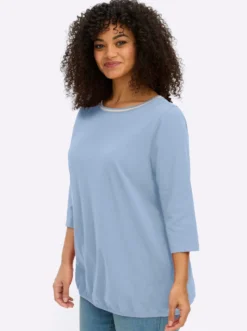 3/4-Arm-Shirt mit Glitzergarn am Ausschnitt