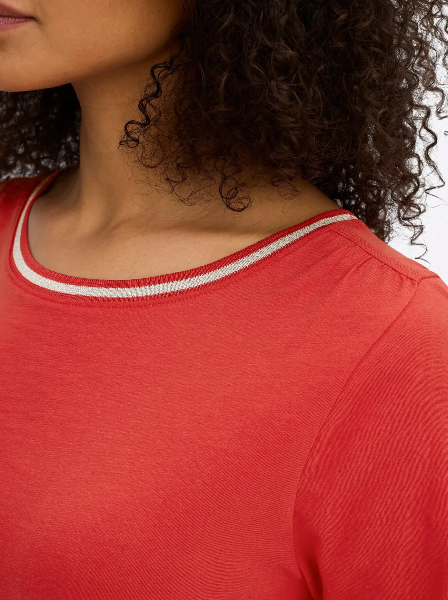 3/4-Arm-Shirt mit Glitzergarn am Ausschnitt