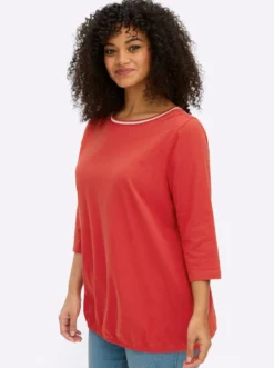 3/4-Arm-Shirt mit Glitzergarn am Ausschnitt