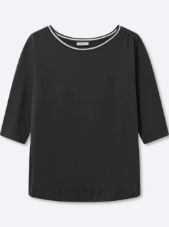 3/4-Arm-Shirt mit Glitzergarn am Ausschnitt