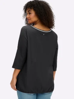 3/4-Arm-Shirt mit Glitzergarn am Ausschnitt