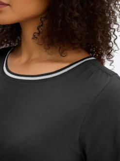 3/4-Arm-Shirt mit Glitzergarn am Ausschnitt