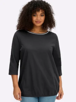 3/4-Arm-Shirt mit Glitzergarn am Ausschnitt