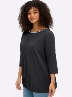 3/4-Arm-Shirt mit Glitzergarn am Ausschnitt