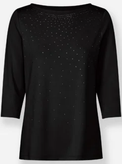 3/4-Arm-Shirt mit Glitzersteinchen