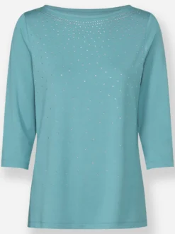 3/4-Arm-Shirt mit Glitzersteinchen