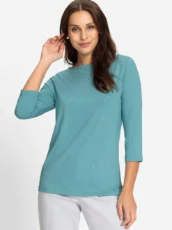3/4-Arm-Shirt mit Glitzersteinchen