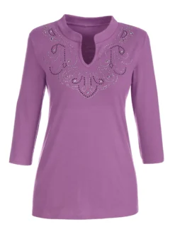 3/4-Arm-Shirt mit Glitzersteinchen