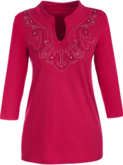 3/4-Arm-Shirt mit Glitzersteinchen