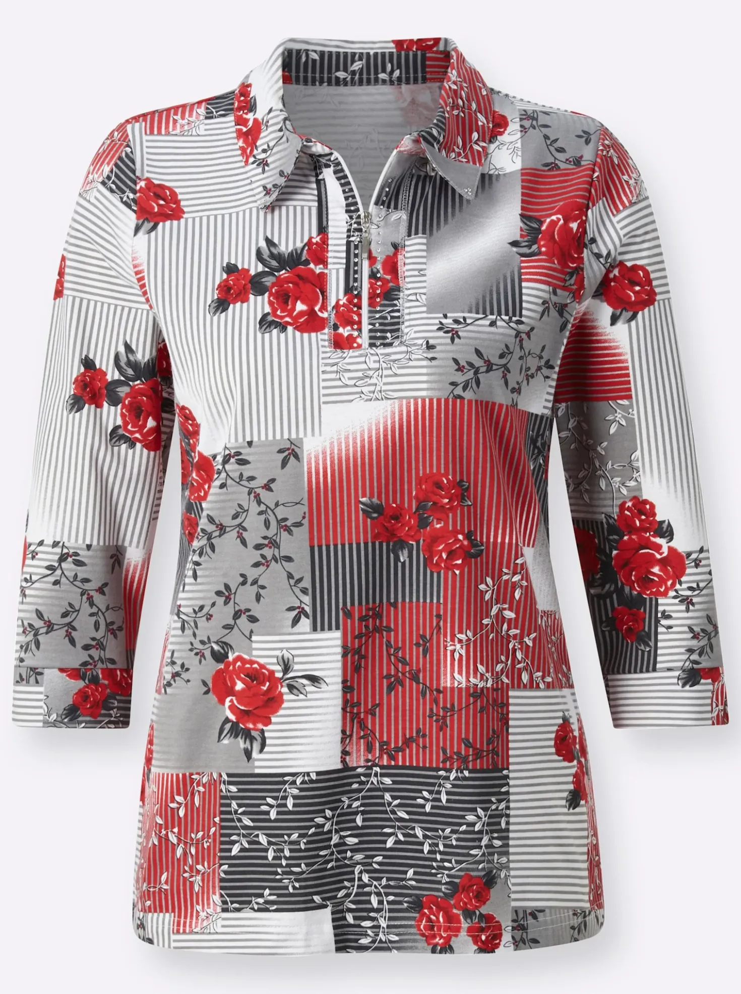 3/4-Arm-Shirt mit Glitzersteinchen