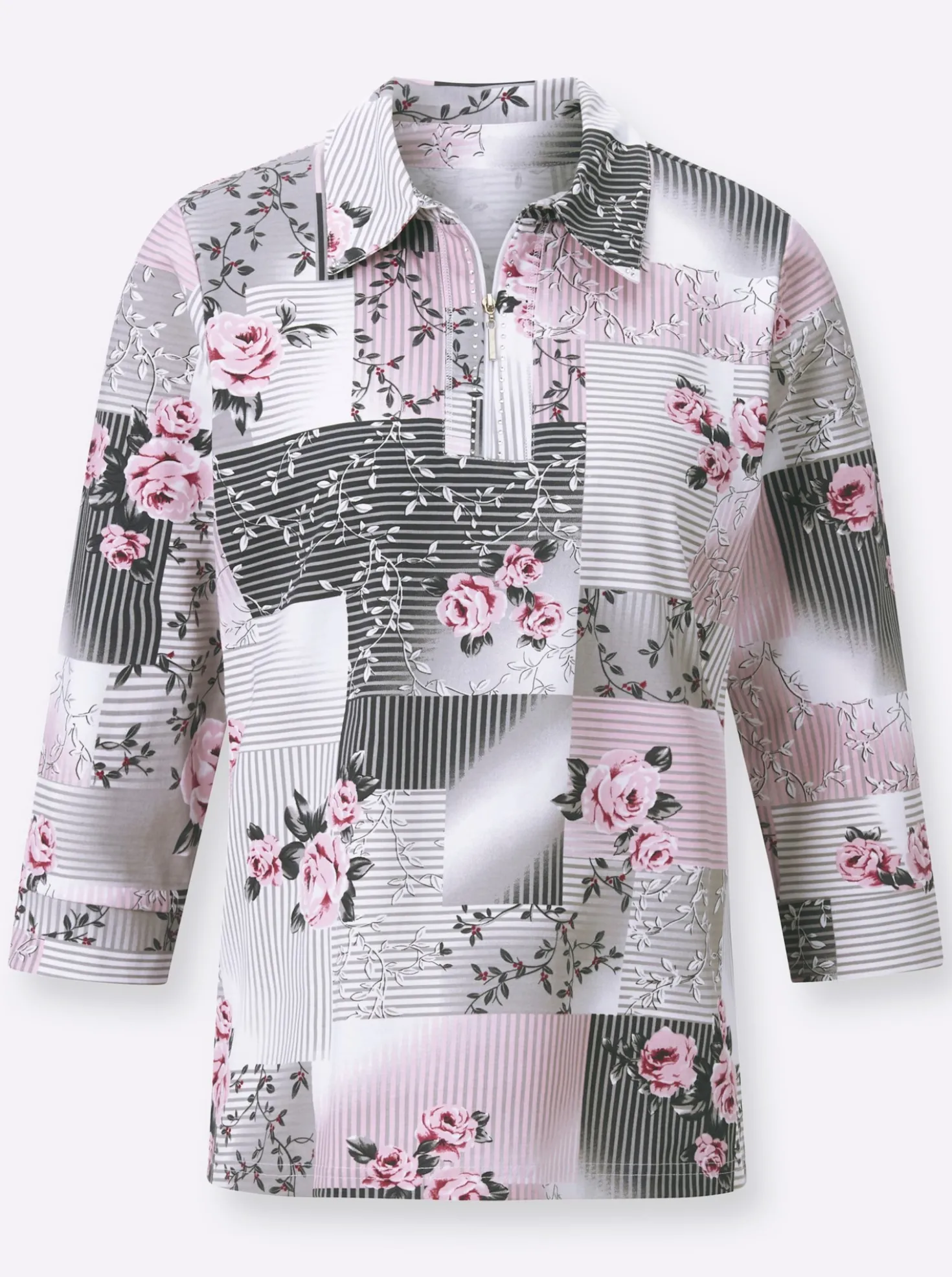 3/4-Arm-Shirt mit Glitzersteinchen