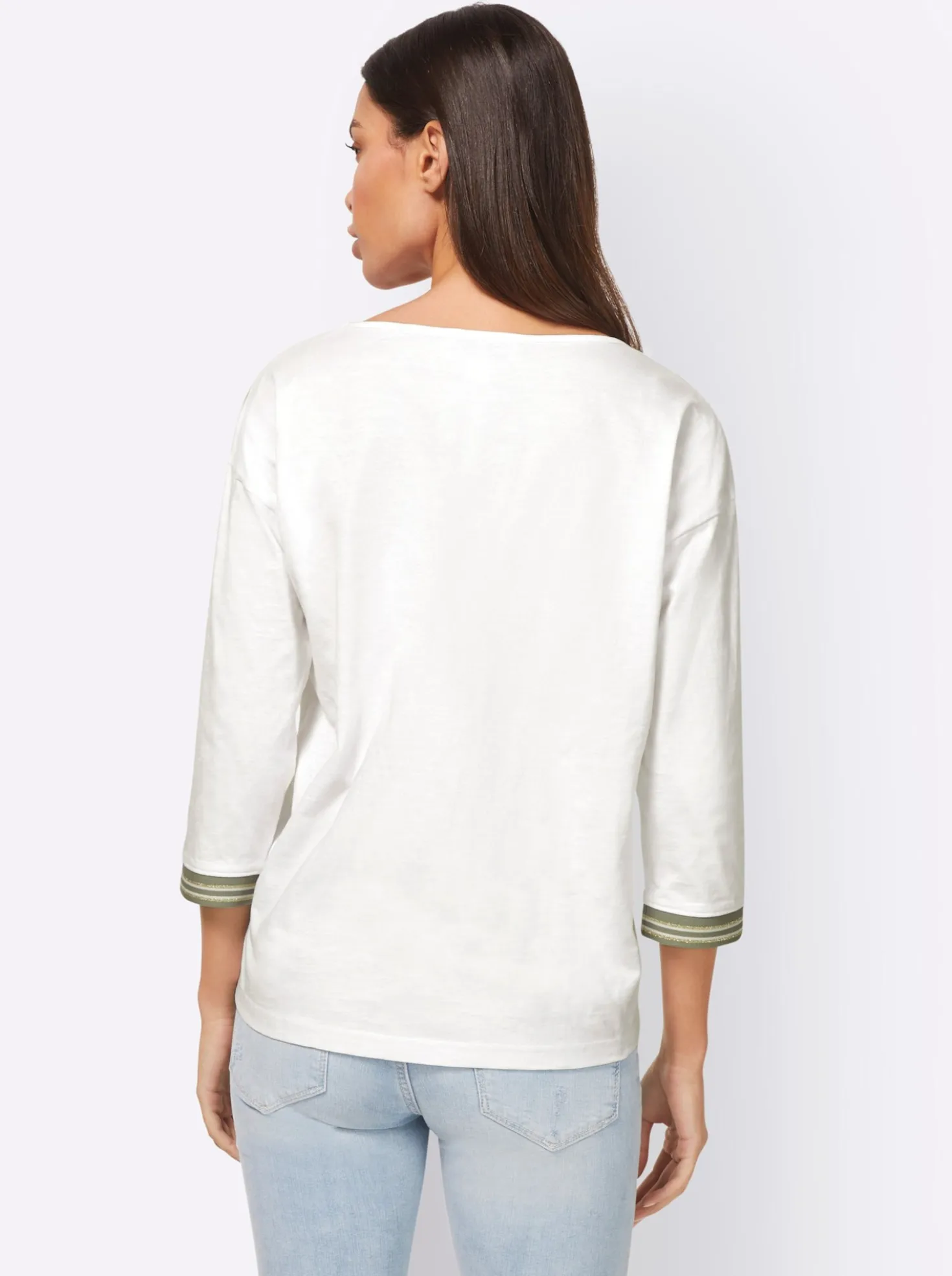 3/4-Arm-Shirt mit glänzendem Print