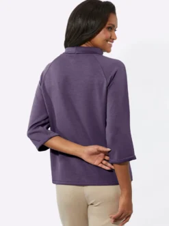 3/4-Arm-Shirt mit halsfernem Rollkragen