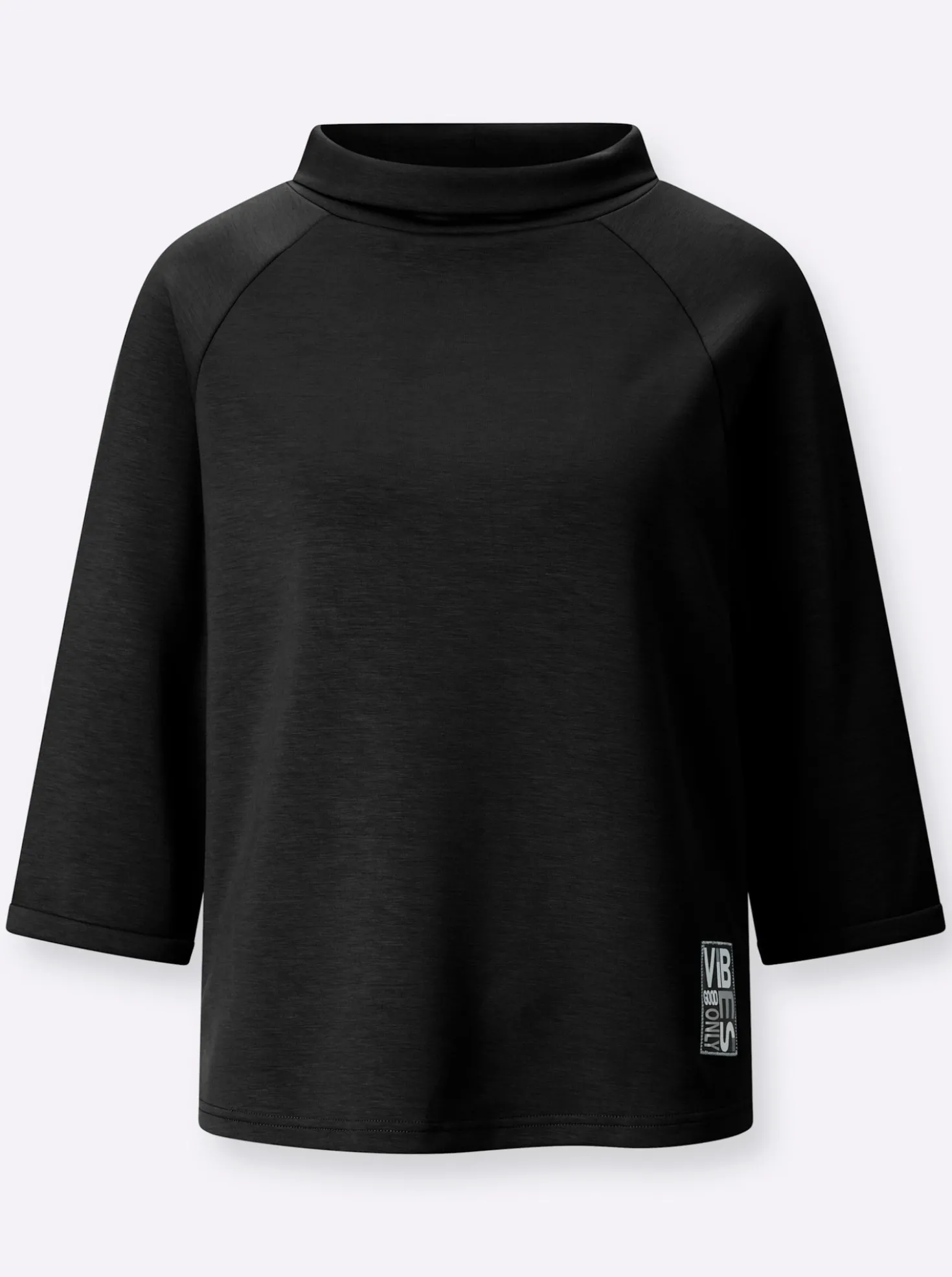 3/4-Arm-Shirt mit halsfernem Rollkragen