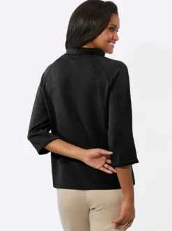 3/4-Arm-Shirt mit halsfernem Rollkragen