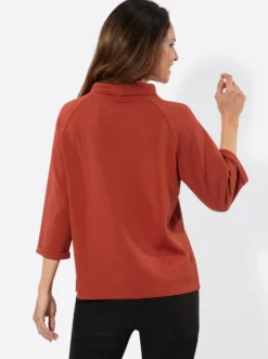 3/4-Arm-Shirt mit halsfernem Rollkragen