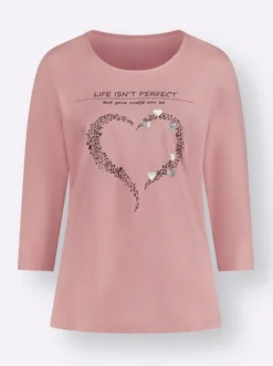 3/4-Arm-Shirt mit Herz-Motiv