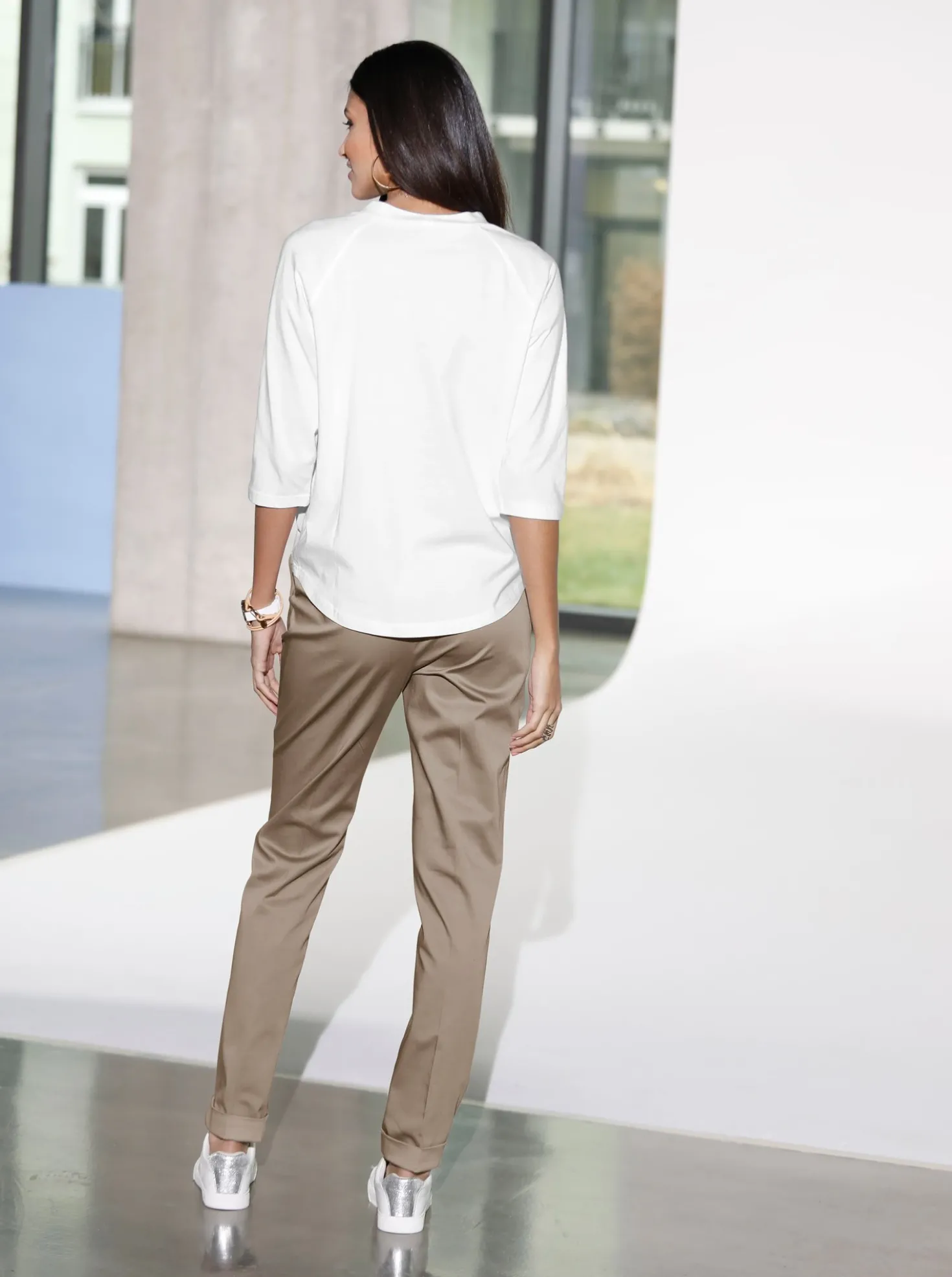3/4-Arm-Shirt mit Kelchkragen