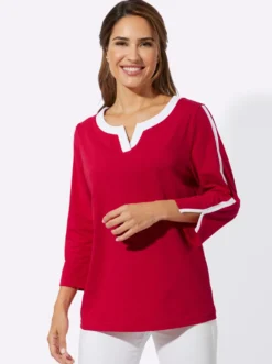 3/4-Arm-Shirt mit kontrastfarbenen Details