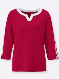 3/4-Arm-Shirt mit kontrastfarbenen Details