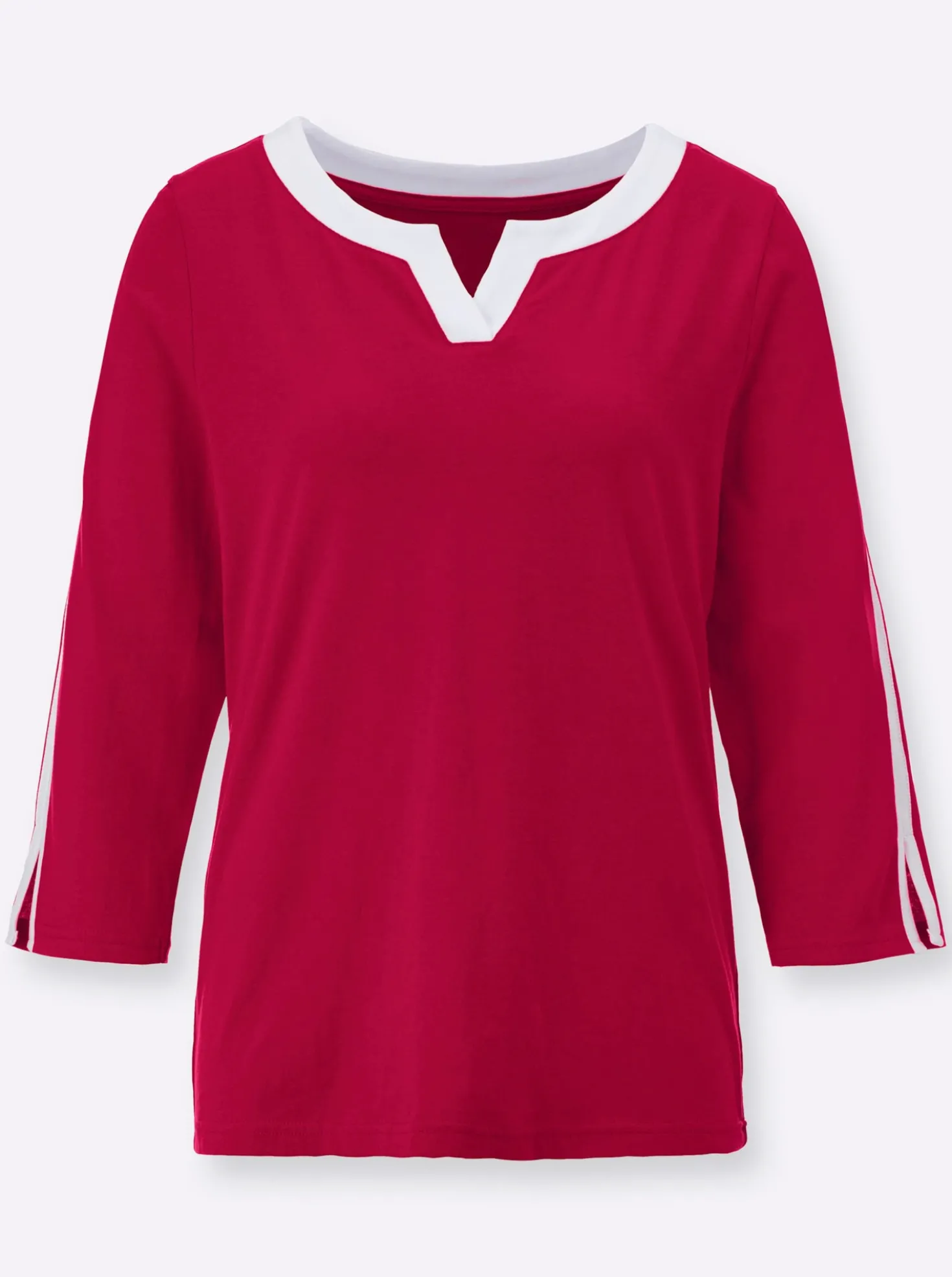 3/4-Arm-Shirt mit kontrastfarbenen Details