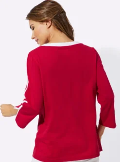 3/4-Arm-Shirt mit kontrastfarbenen Details