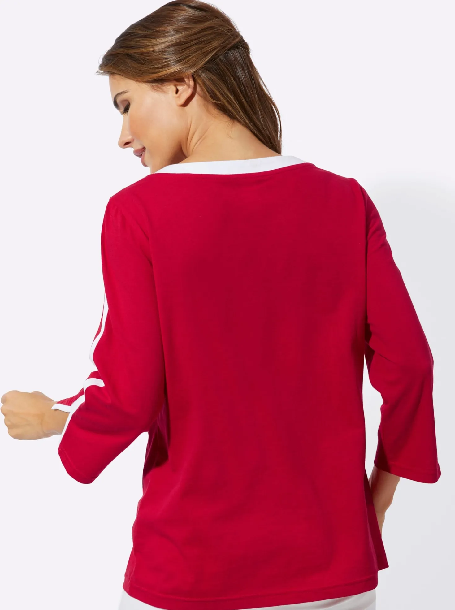 3/4-Arm-Shirt mit kontrastfarbenen Details