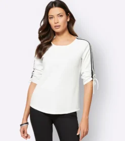 3/4-Arm-Shirt mit Kontraststreifen