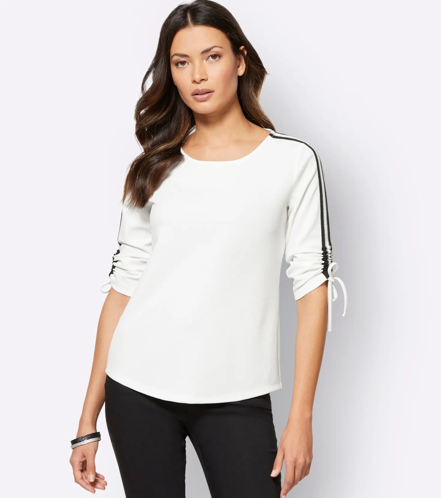 3/4-Arm-Shirt mit Kontraststreifen