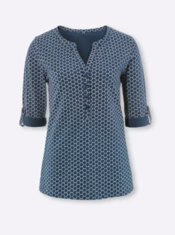 3/4-Arm-Shirt mit krempelbaren Ärmeln