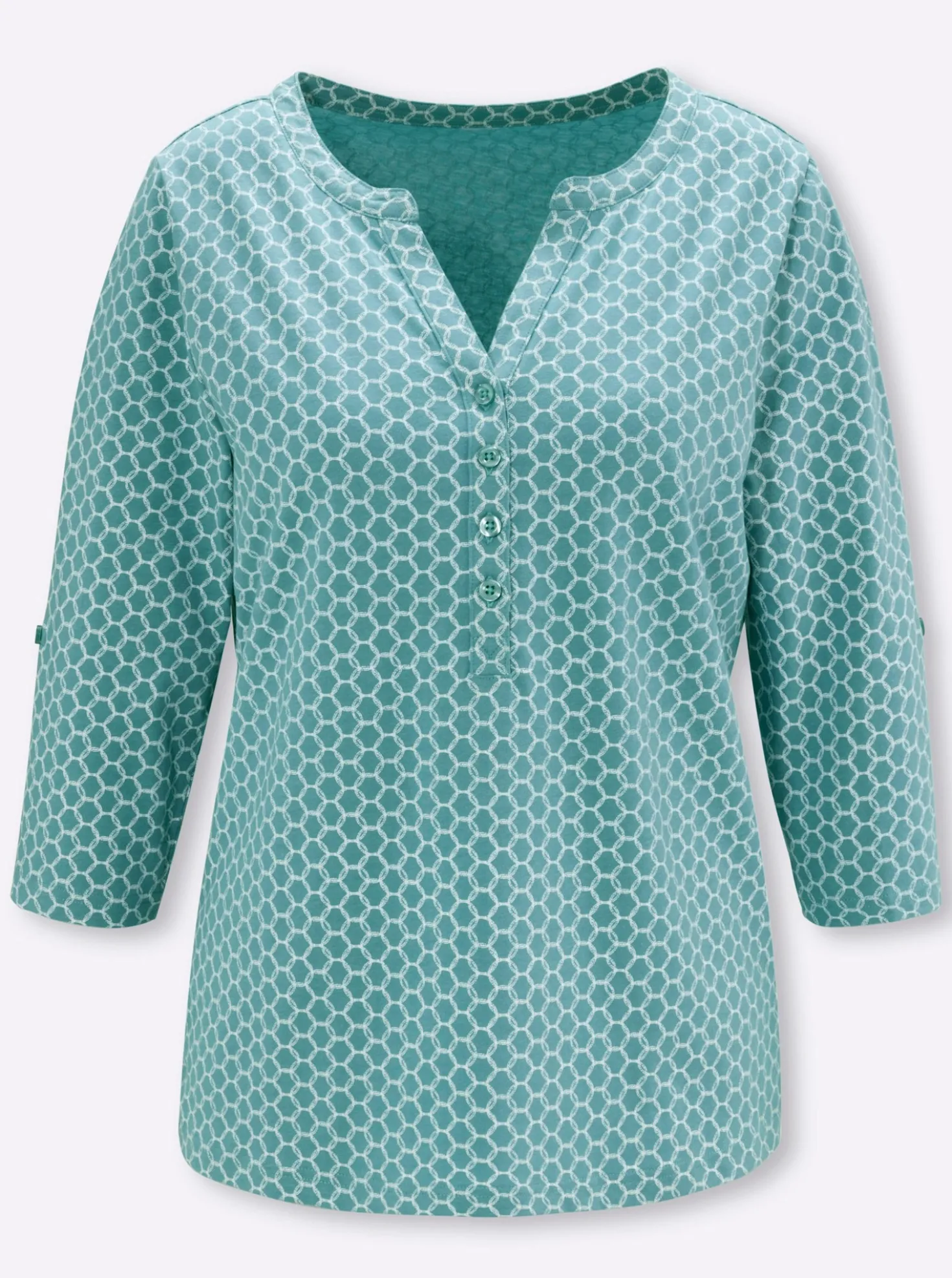 3/4-Arm-Shirt mit krempelbaren Ärmeln