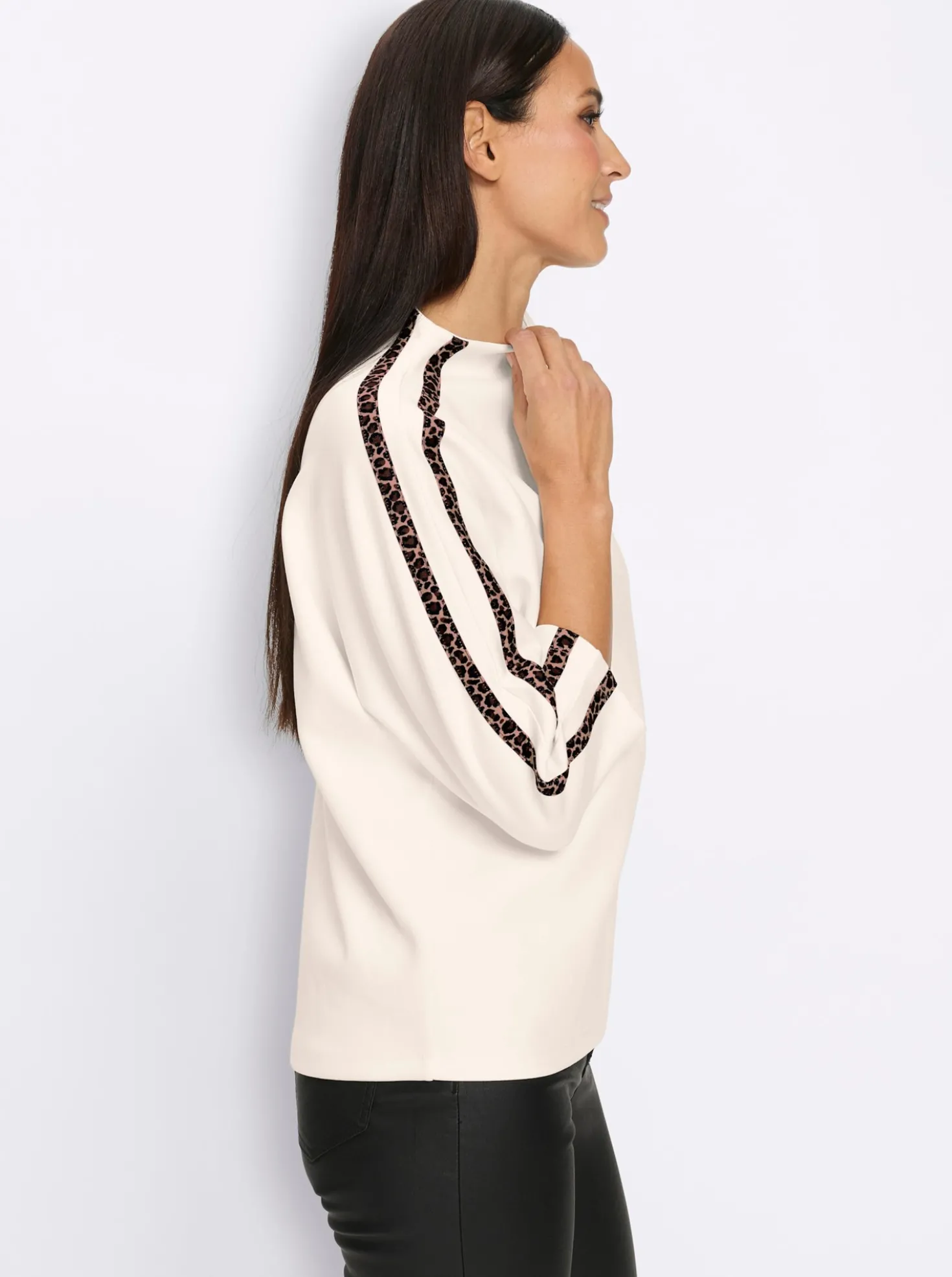 3/4-Arm-Shirt mit Leo-Akzenten