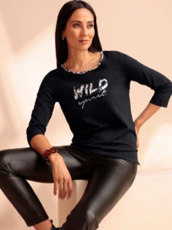 3/4-Arm-Shirt mit Leo-Details