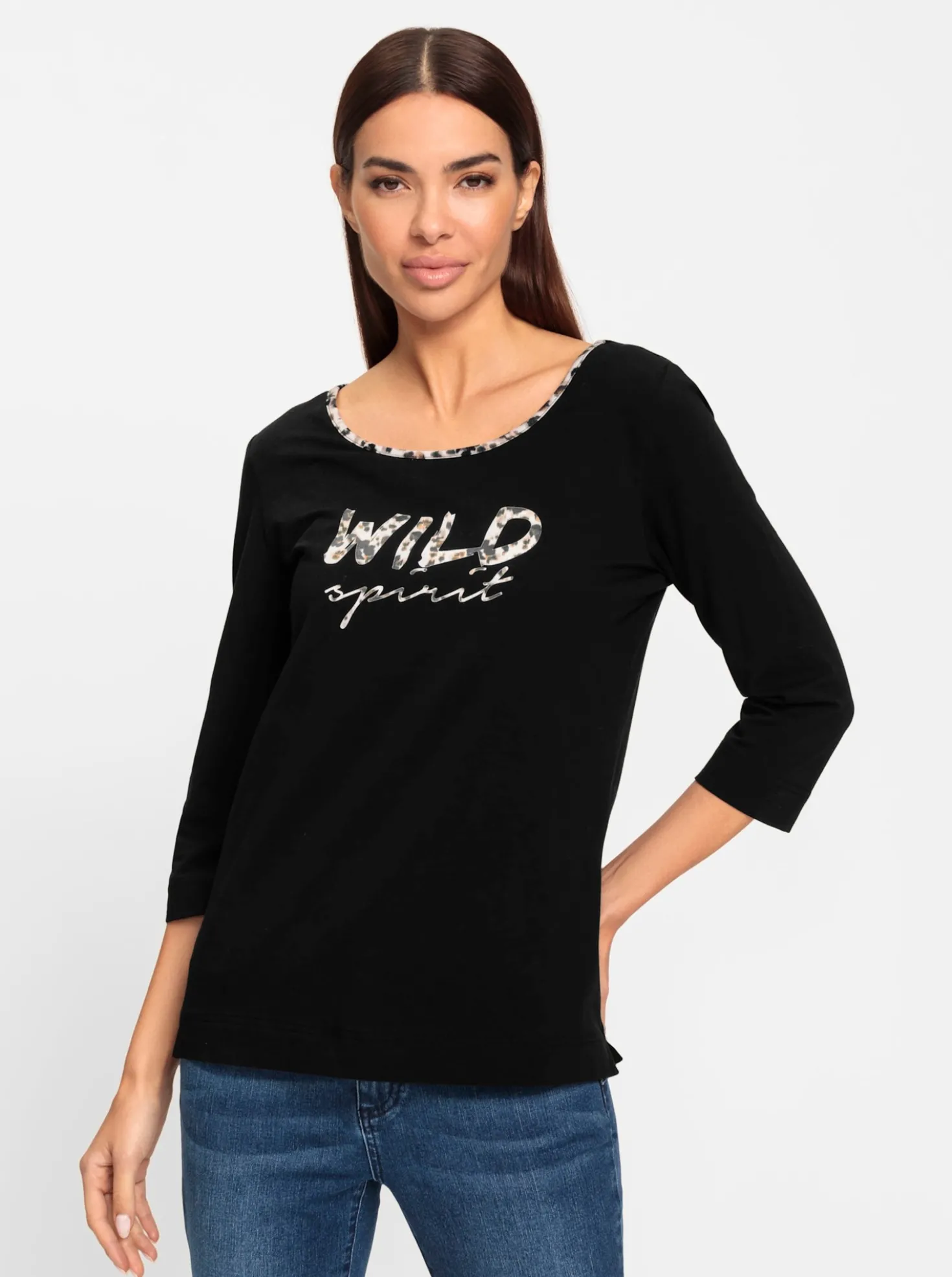 3/4-Arm-Shirt mit Leo-Details